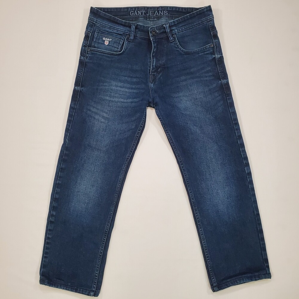 Gant Jeans Mens 31x25 Blue Regular Straight Mild Stretch Denim Faded Whiskers